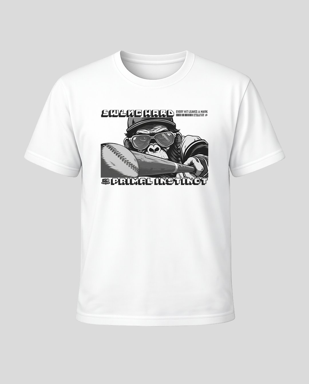 "SWING HARD" Primal Instinct Baseball Graphic Tee | NINOC