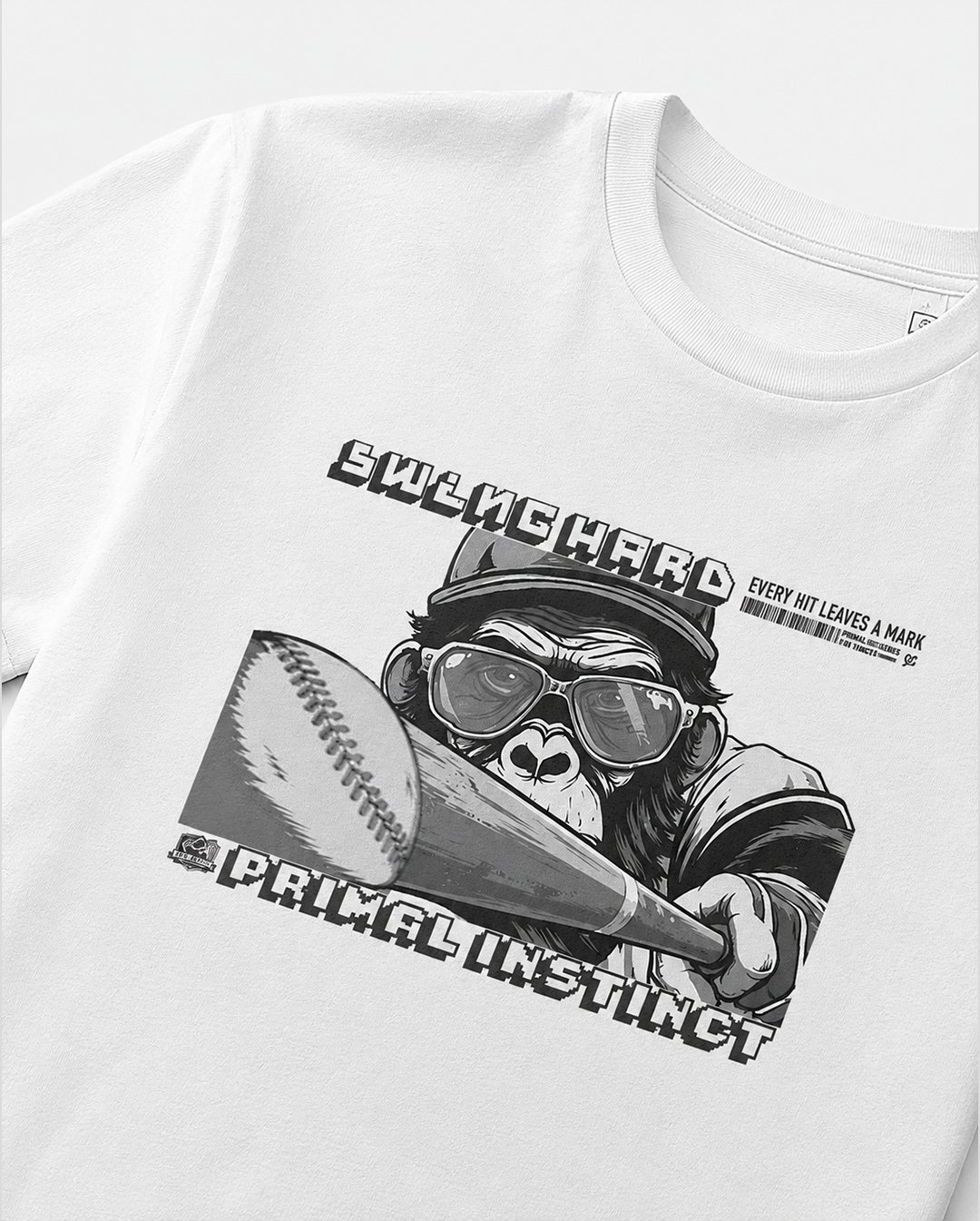 "SWING HARD" Primal Instinct Baseball Graphic Tee | NINOC thumb 1
