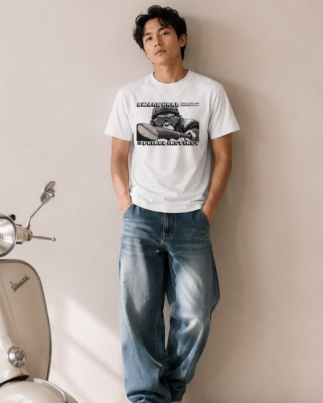 "SWING HARD" Primal Instinct Baseball Graphic Tee | NINOC thumb 3