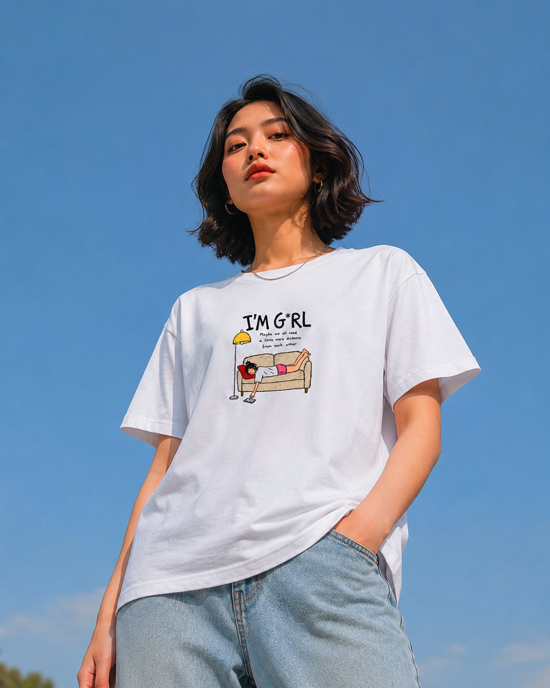 Kaos Wanita "I'm Girl" Naive Sketch Doodle Tee | NINOC - Official Product View thumb 1