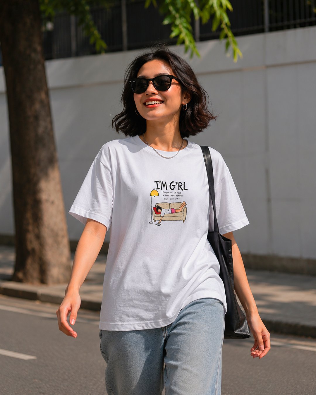Kaos Wanita "I'm Girl" Naive Sketch Doodle Tee | NINOC - Official Product View thumb 2
