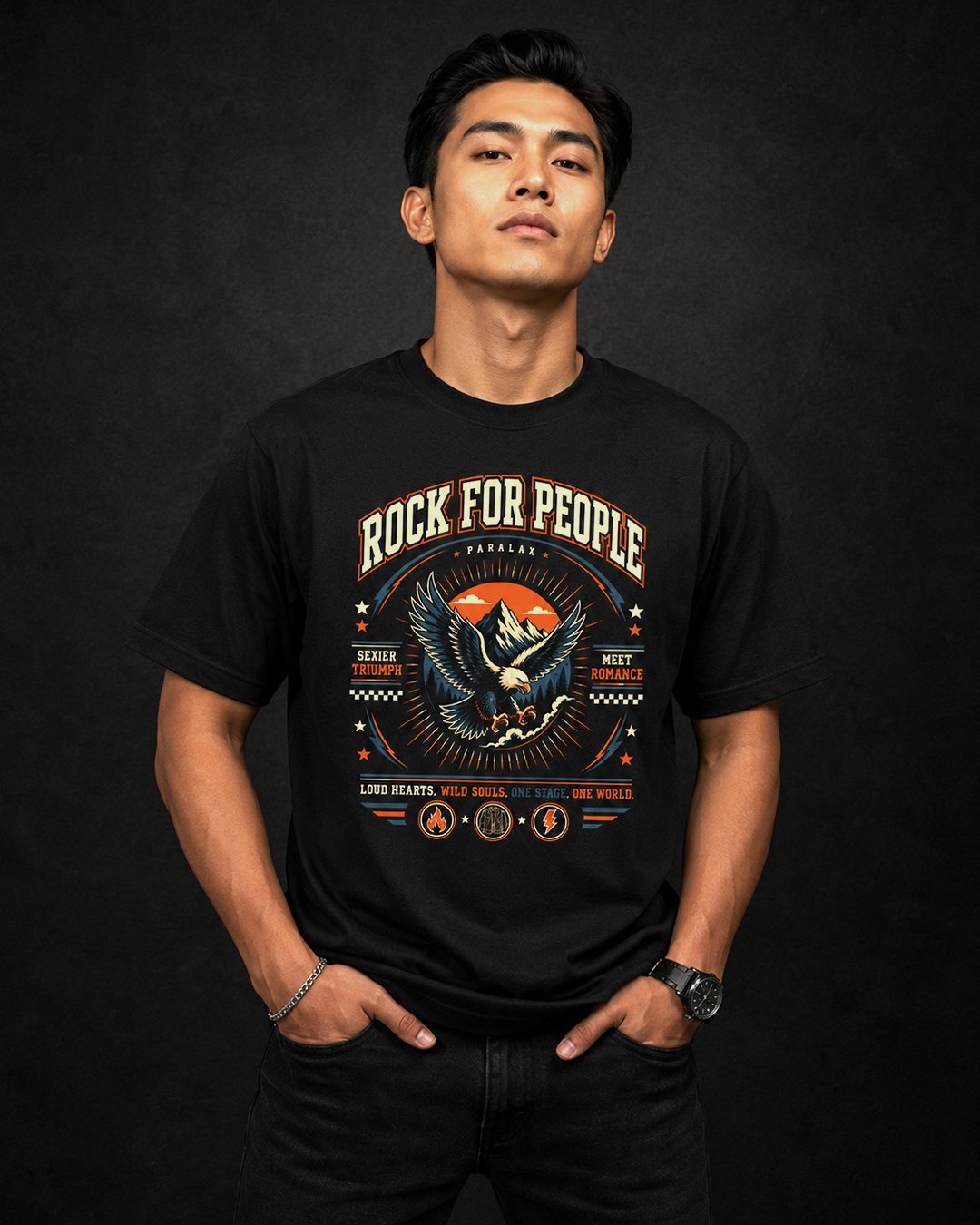 T-Shirt Pria & Wanita "Rock For People Eagle" Tee | NINOC - Official Product View thumb 2