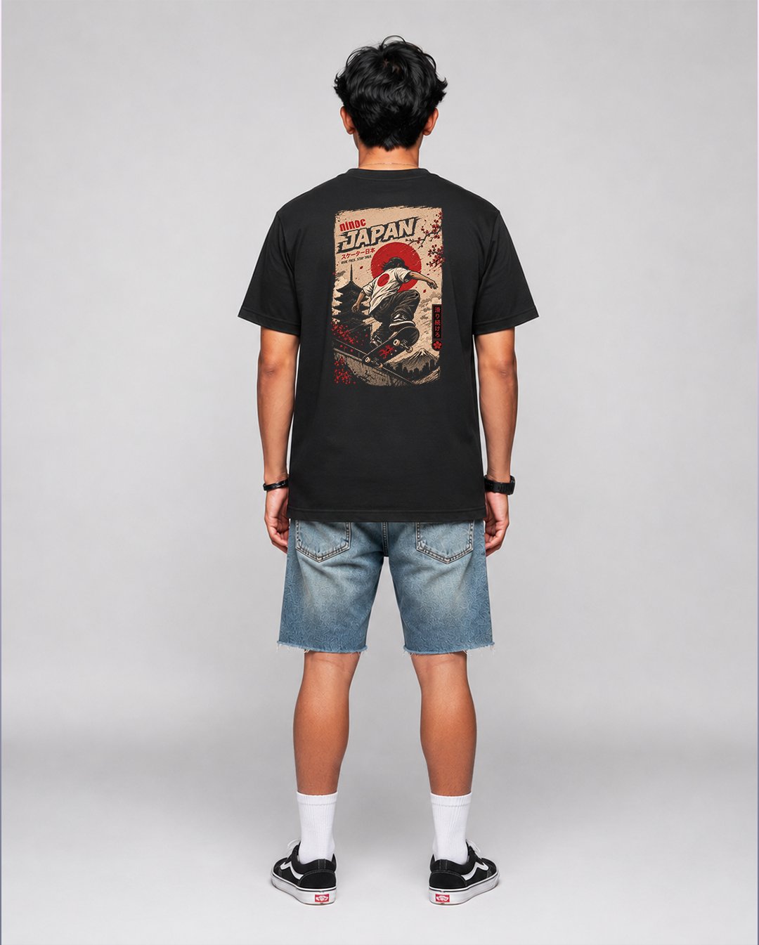 Kaos "Motif Sakura & Skateboard Japanr" Streetwear Tee | NINOC thumb 2