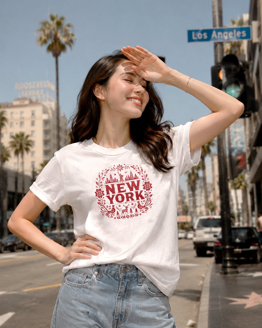 Kaos Unisex "New York" Folk Art Skyline Tee | NINOC - Official Product View thumb 2