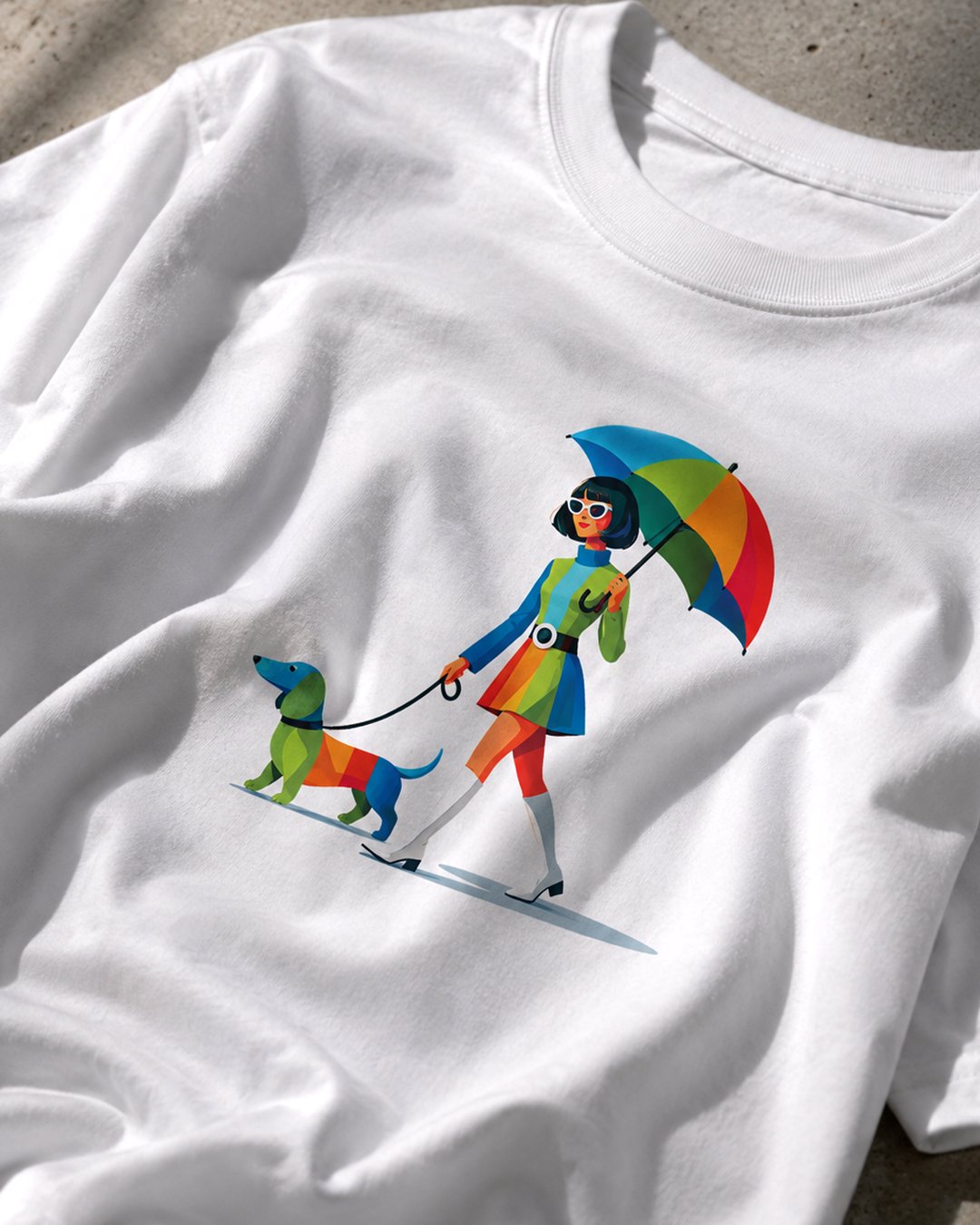 Kaos Unisex "Woman & Dachshund" Otl Aicher Style Tee | NINOC - Official Product View thumb 2