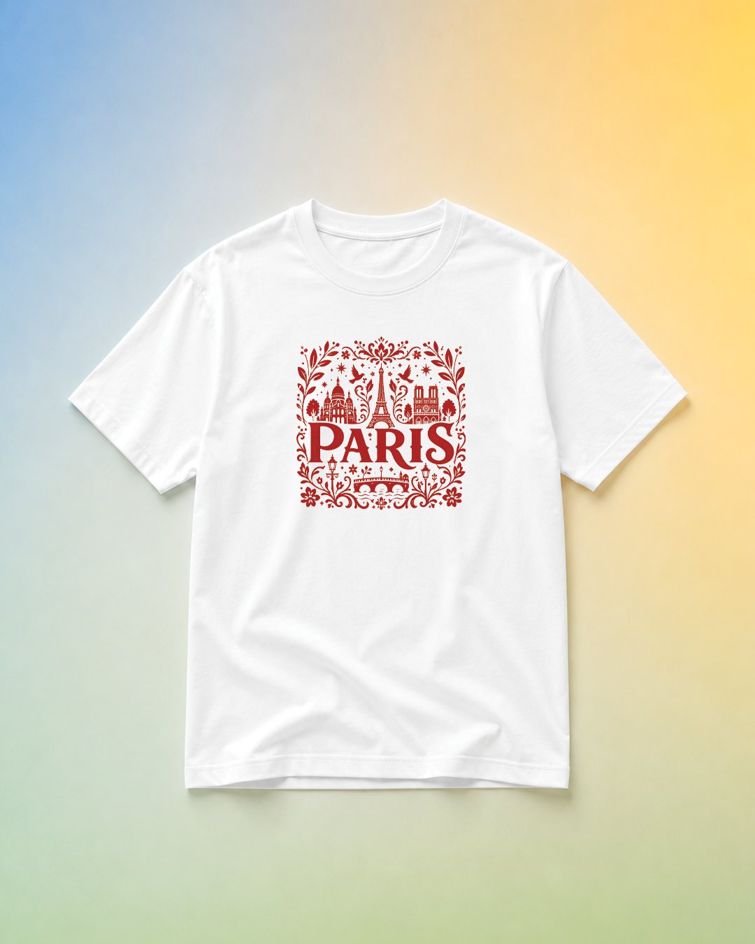 Kaos Unisex "Paris" Folk Art Landmark Tee | NINOC