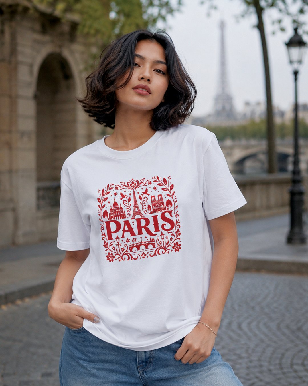 Kaos Unisex "Paris" Folk Art Landmark Tee | NINOC - Official Product View thumb 2
