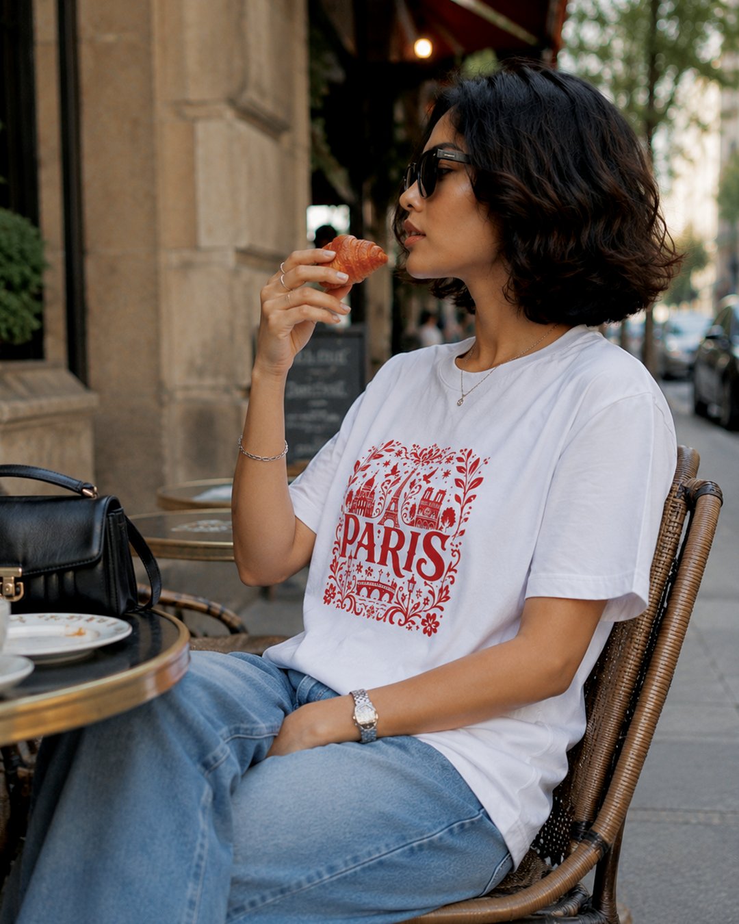 Kaos Unisex "Paris" Folk Art Landmark Tee | NINOC - Official Product View thumb 4
