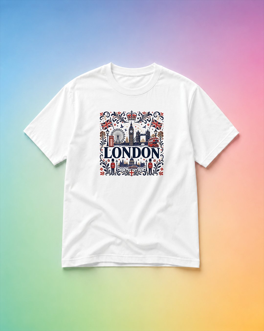 Kaos Unisex "London" Folk Art Landmark Tee | NINOC