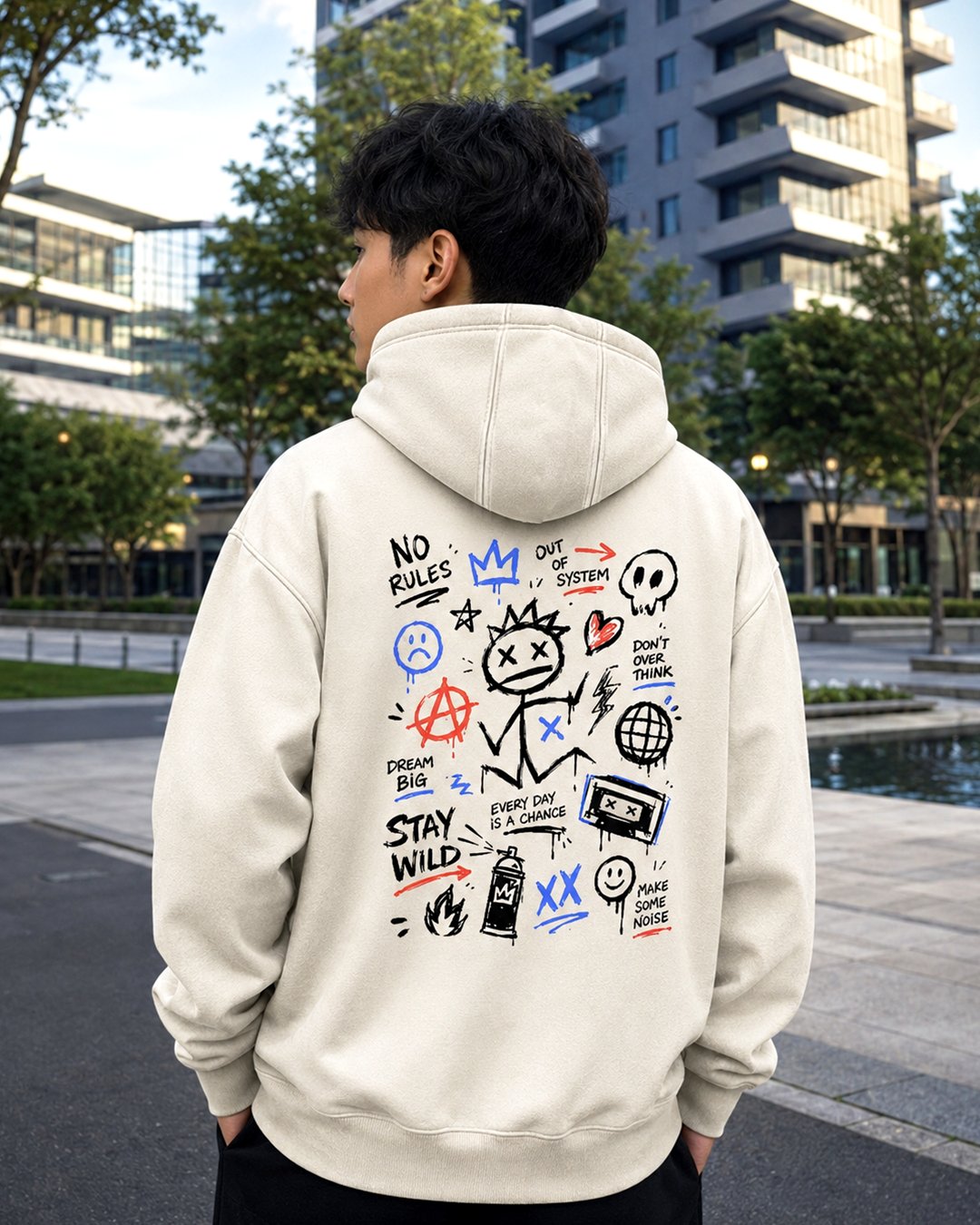 Hoodie Pria & Wanita "Stay Wild" Doodle Graffiti | NINOC - Official Product View thumb 5