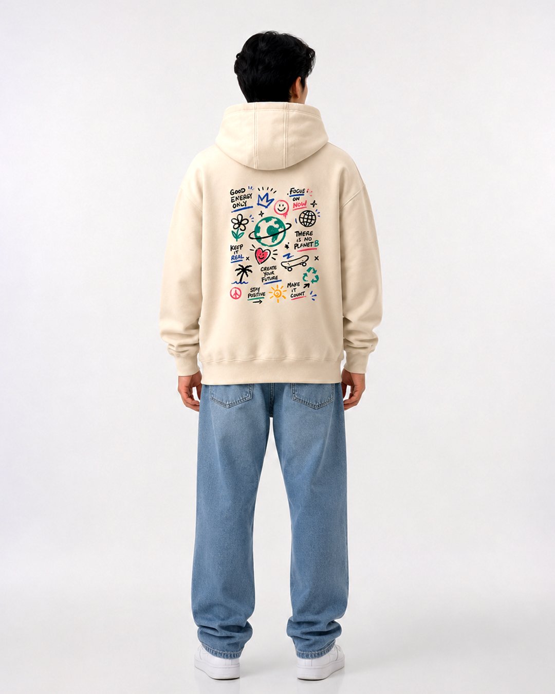 Hoodie Pria & Wanita "Good Energy Only" Doodle Graffiti | NINOC - Official Product View thumb 2
