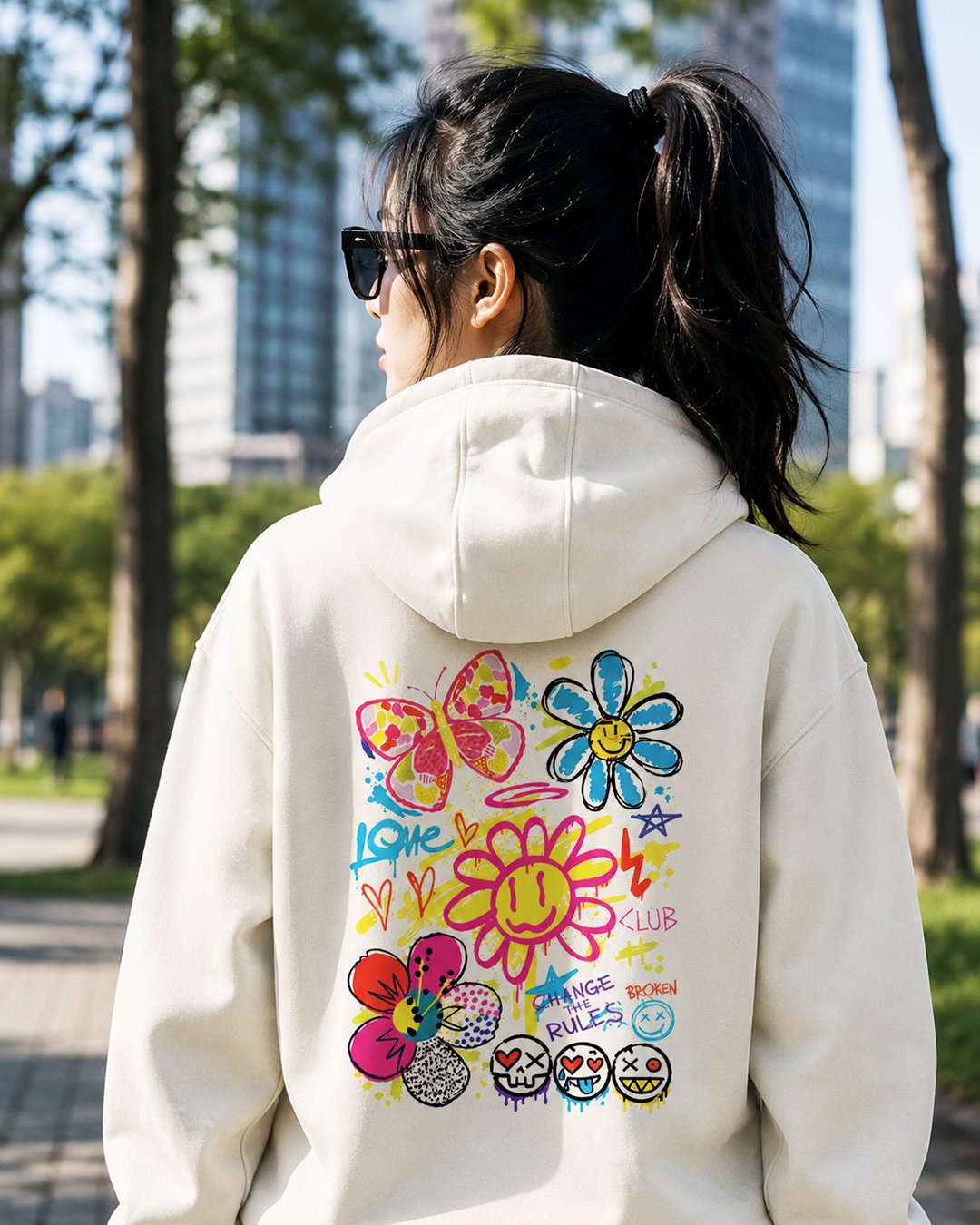 Hoodie Wanita "Love Club" Floral Graffiti Doodle | NINOC - Official Product View thumb 16