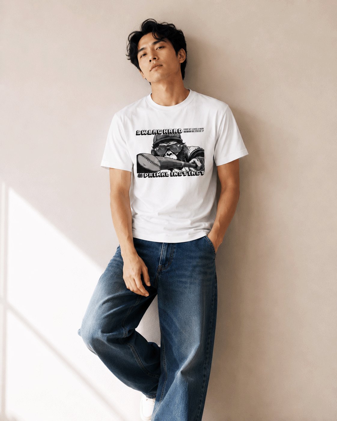 "SWING HARD" Primal Instinct Baseball Graphic Tee | NINOC 4