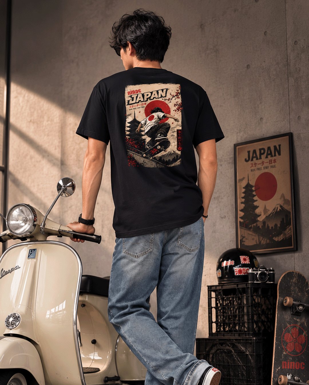 Kaos "Motif Sakura & Skateboard Japanr" Streetwear Tee | NINOC 4