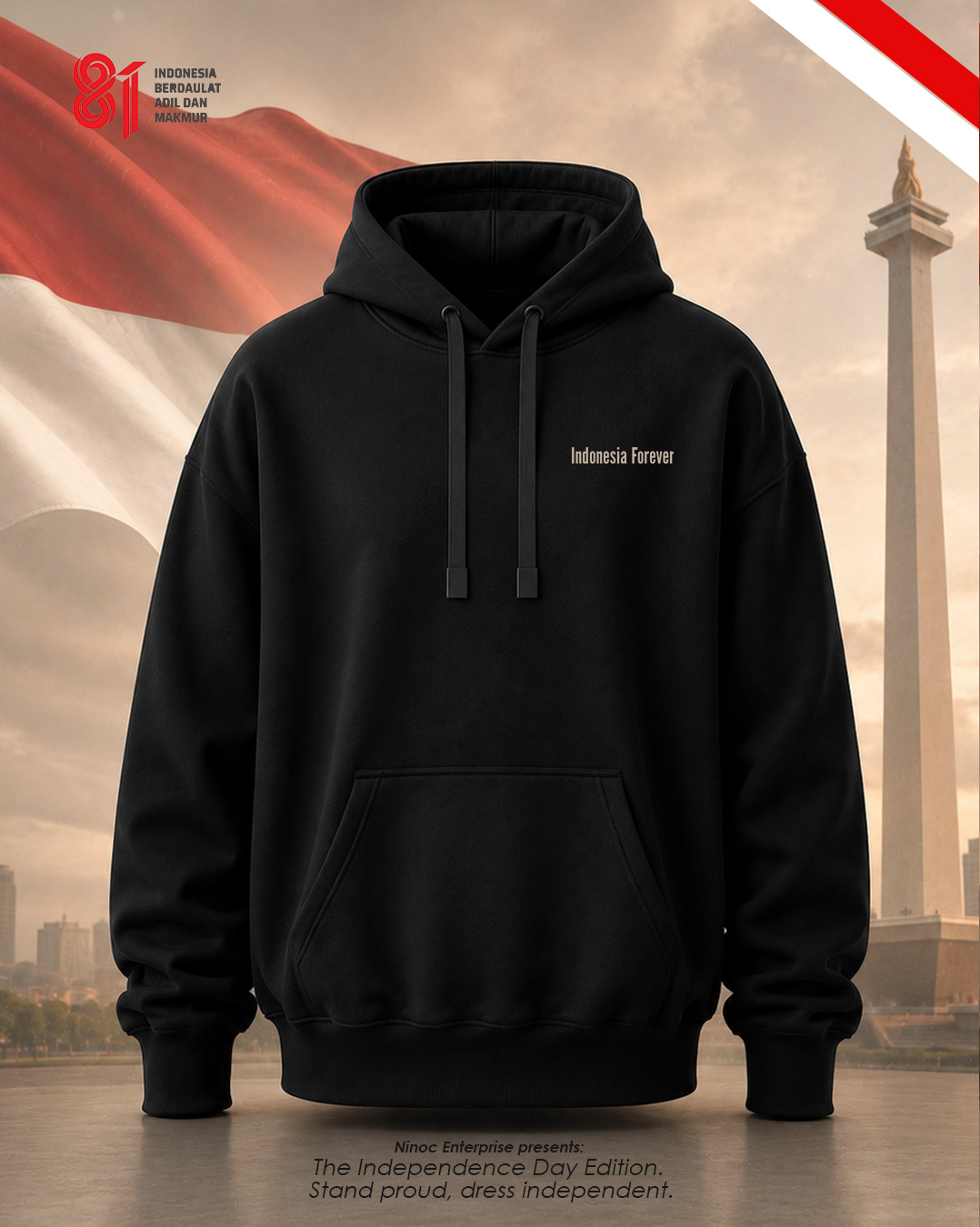Hoodie Pria & Wanita "Indonesia Forever" Merdeka | NINOC - Official Product View 10