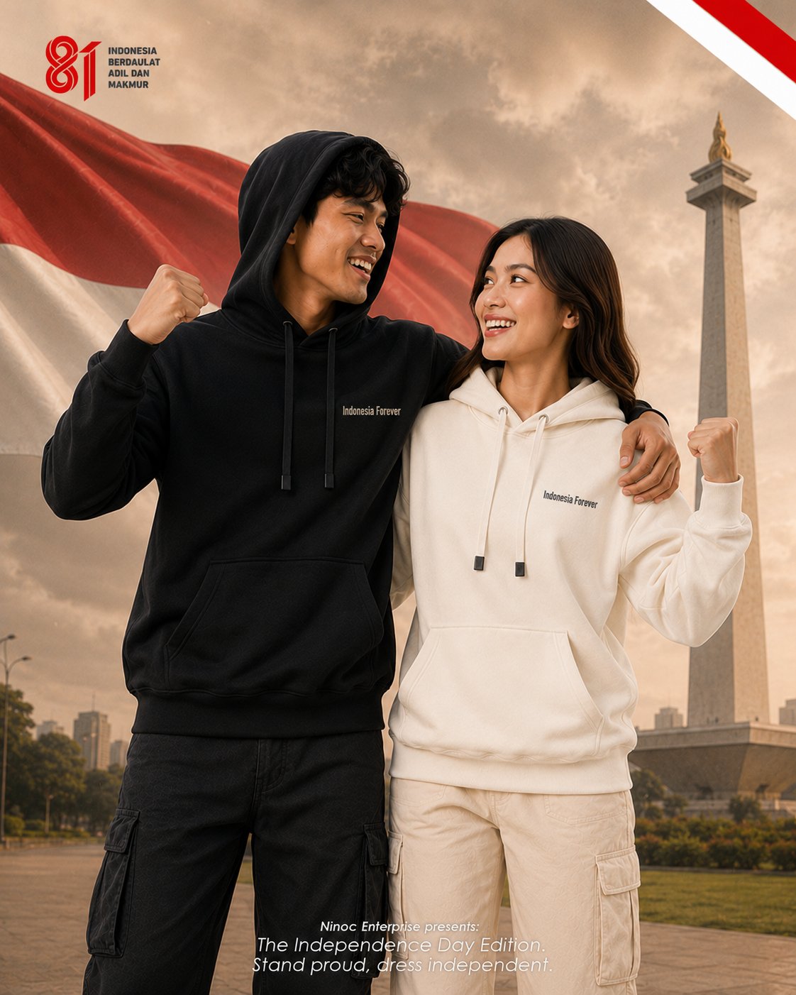 Hoodie Pria & Wanita "Indonesia Forever" Merdeka | NINOC - Official Product View 3