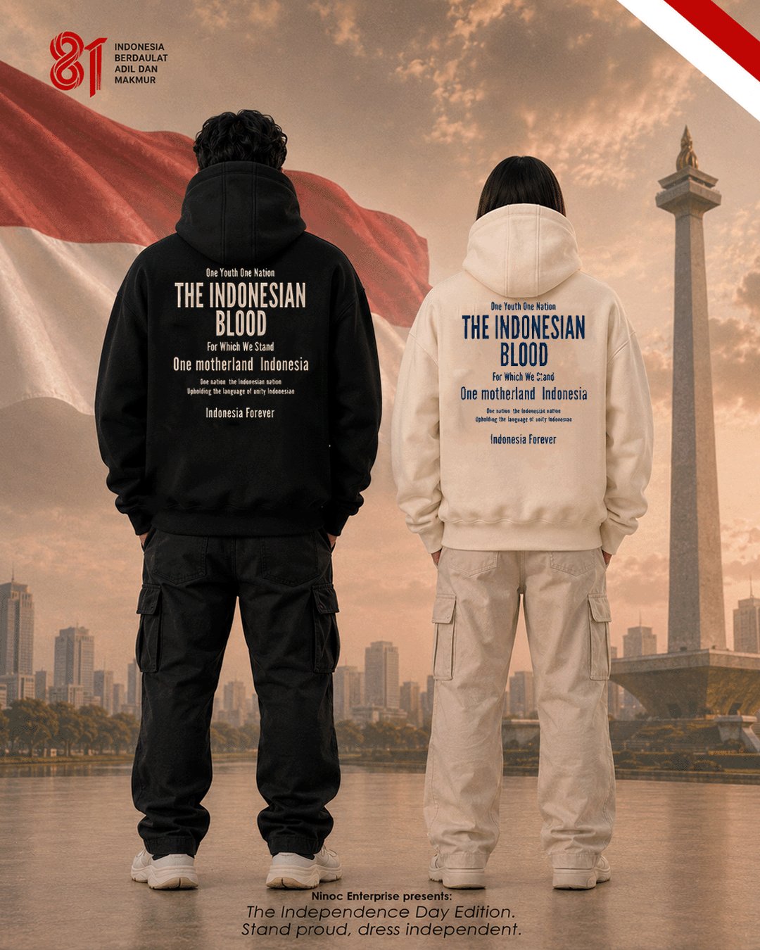 Hoodie Pria & Wanita "Sumpah Pemuda" Merdeka Tee | NINOC - Official Product View 3