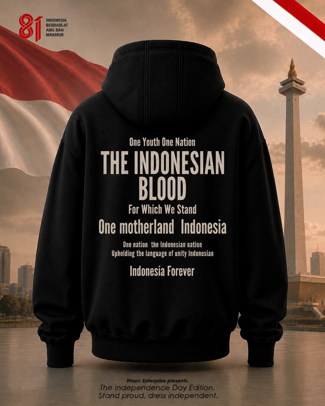 Hoodie Pria & Wanita "Sumpah Pemuda" Merdeka Tee | NINOC - Official Product View 10