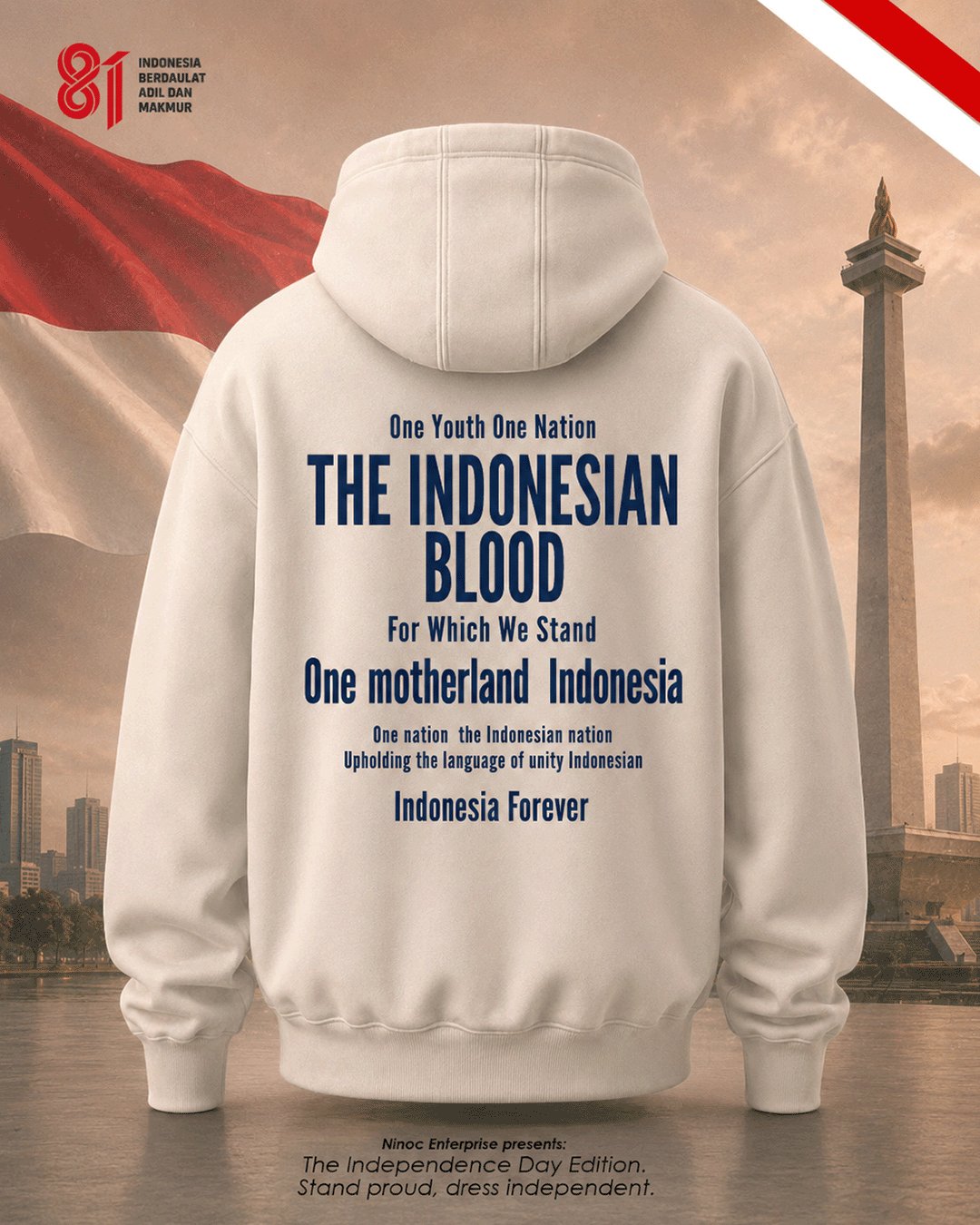 Hoodie Pria & Wanita "Sumpah Pemuda" Merdeka Tee | NINOC - Official Product View 5