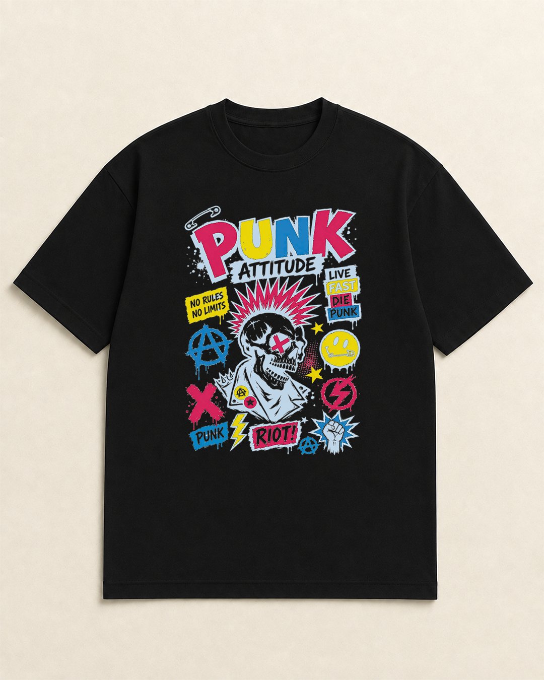 Kaos Pria & Wanita "Punk Attitude" Skull Pop | NINOC - Official Product View thumb 5