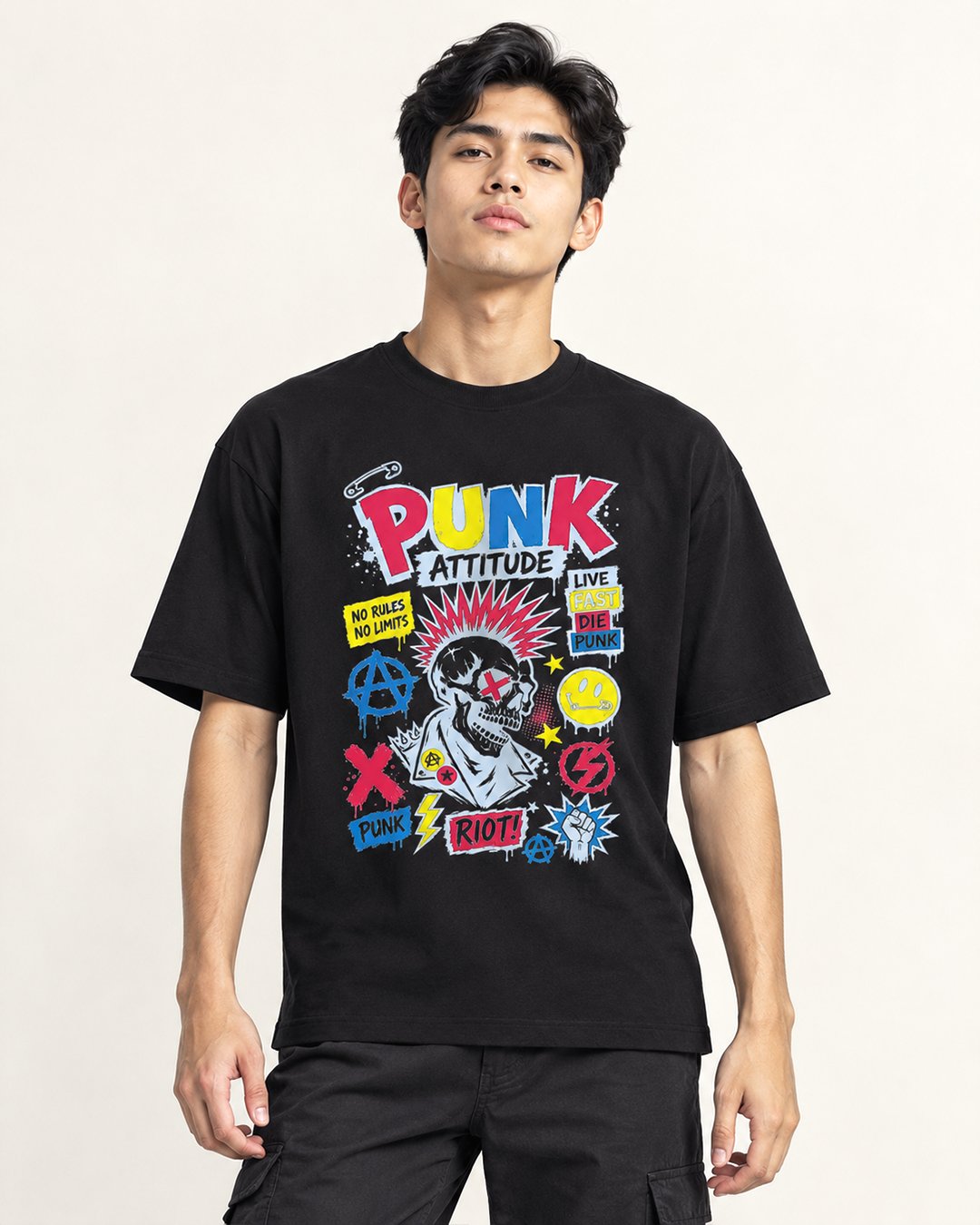 Kaos Pria & Wanita "Punk Attitude" Skull Pop | NINOC - Official Product View thumb 7