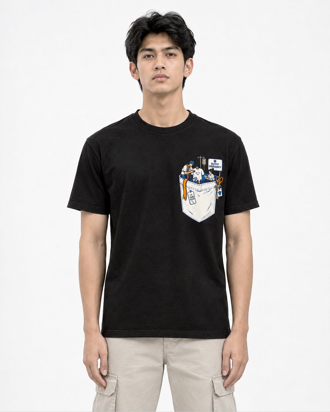 Kaos Pria & Wanita "Outfit Emergency" Pocket Tee | NINOC - Official Product View thumb 2