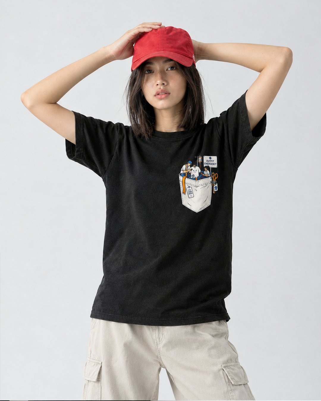 Kaos Pria & Wanita "Outfit Emergency" Pocket Tee | NINOC - Official Product View thumb 3